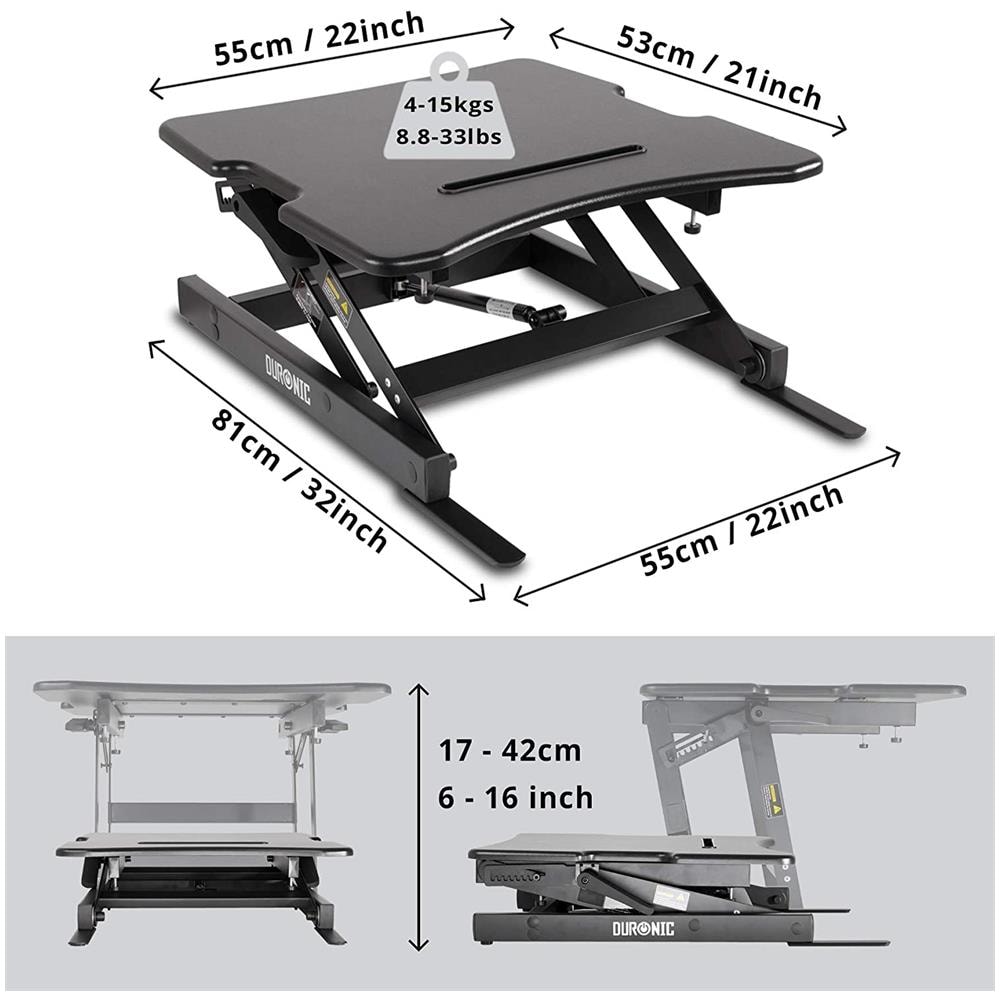 Scrivania in Piedi DM05D18 da 55x53cm Regolabile in Altezza Colore Nero - Foto 2