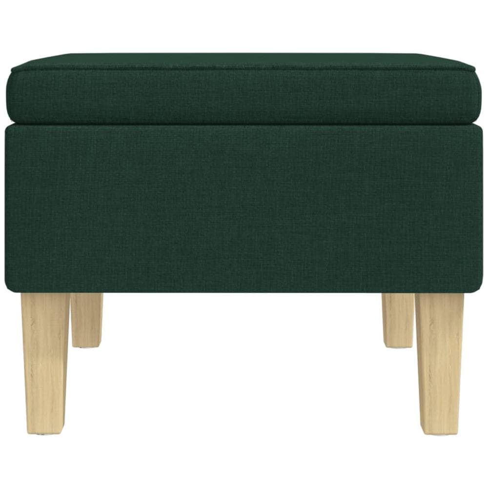 Poggiapiedi Con Gambe In Legno Verde Scuro In Tessuto - Foto 2