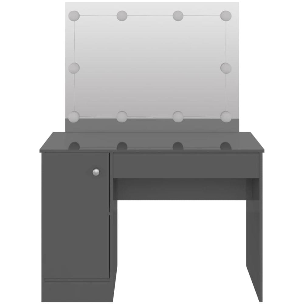 Toeletta Con Luci Led 110x55x145 Cm In Mdf Grigio Lucido - Foto 3