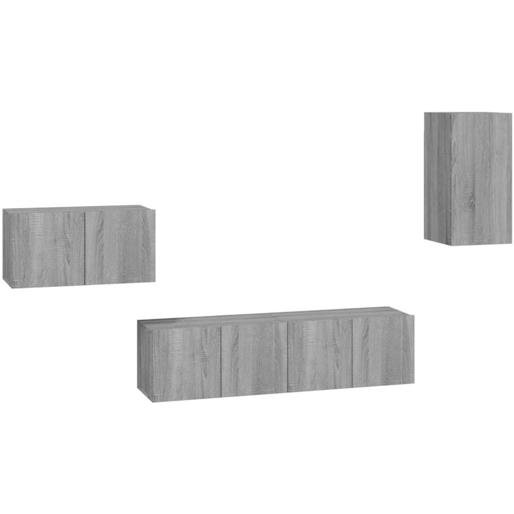 Set Di Mobili Porta Tv 4 Pz Grigio Sonoma In Legno Multistrato - Foto 2