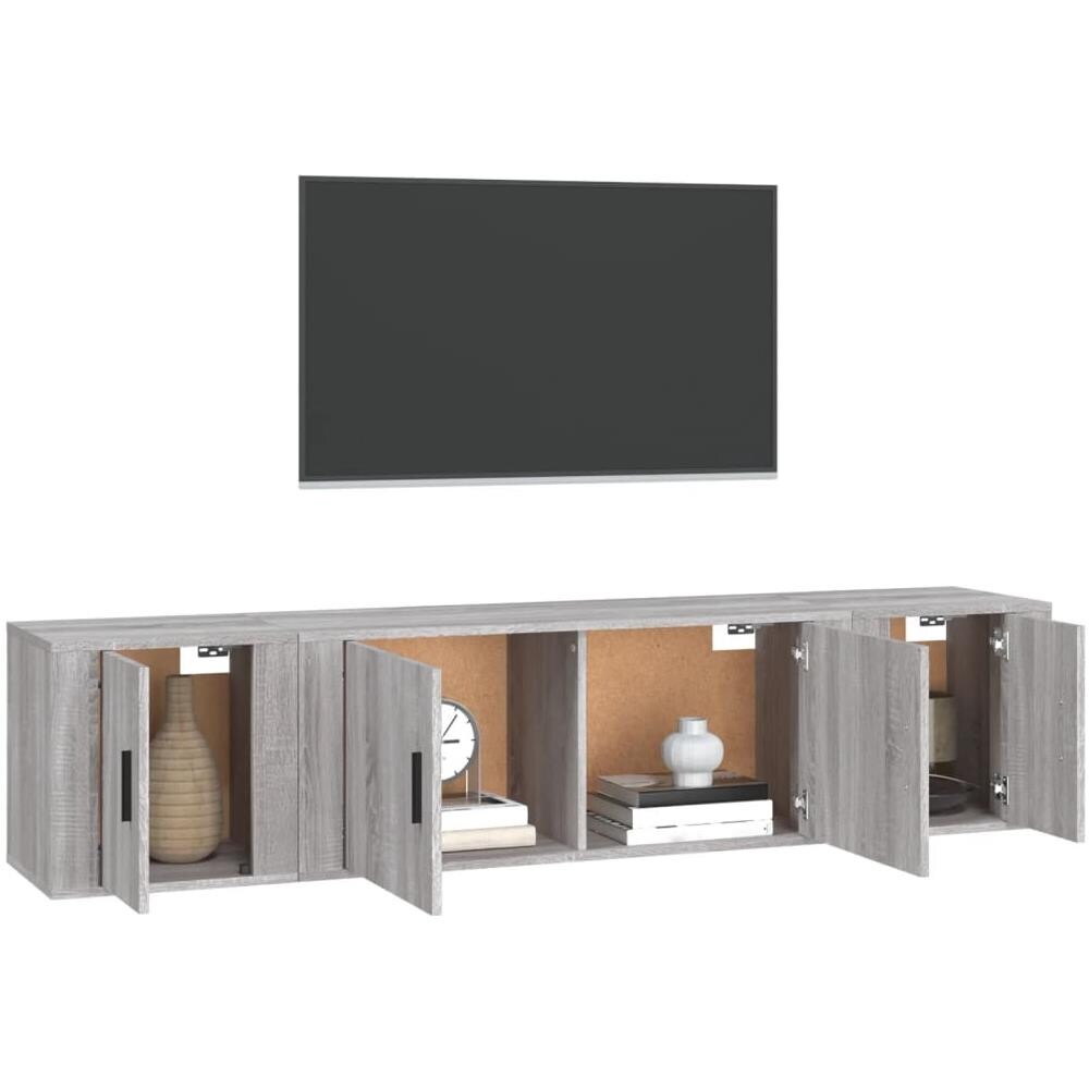 Set Mobili Porta Tv 3 Pz Grigio Sonoma In Legno Multistrato - Foto 6