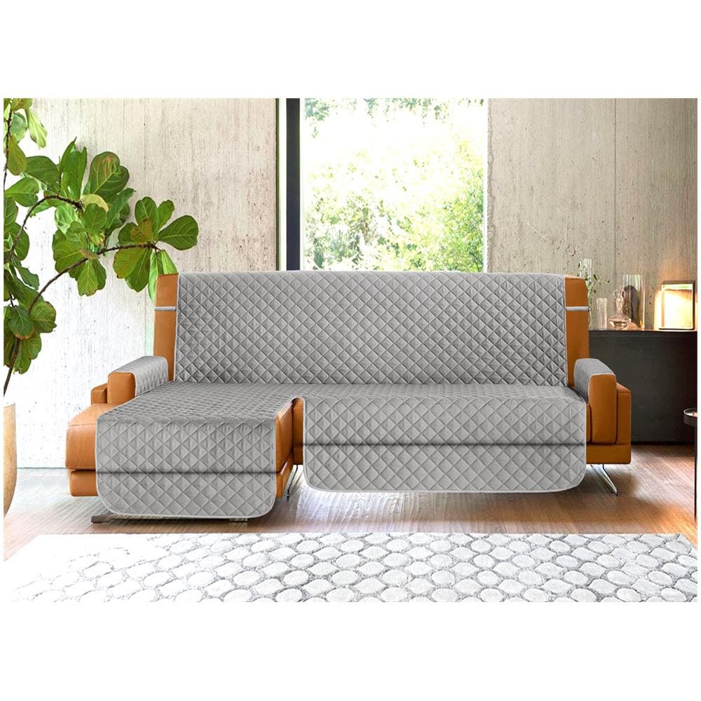 Copridivano Penisola Antimacchia Antiscivolo Trapuntato Imperiale Grigio 190 Sinistra - Foto 1