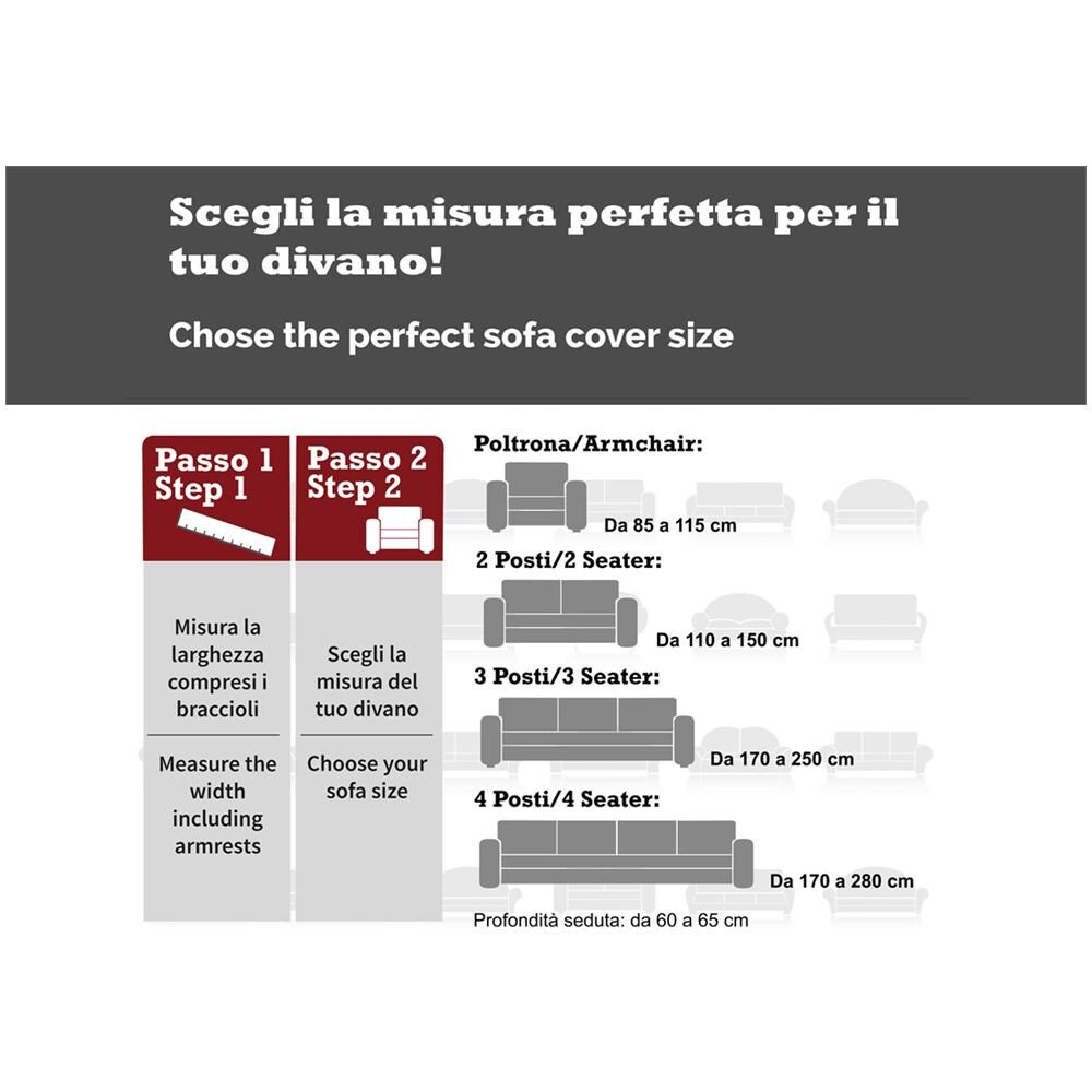 Copridivano Sof&agrave; Poltrona Elasticizzato Protezione Tessuto Jacquard Modello Fanny 2 Posti Grigio - Foto 5