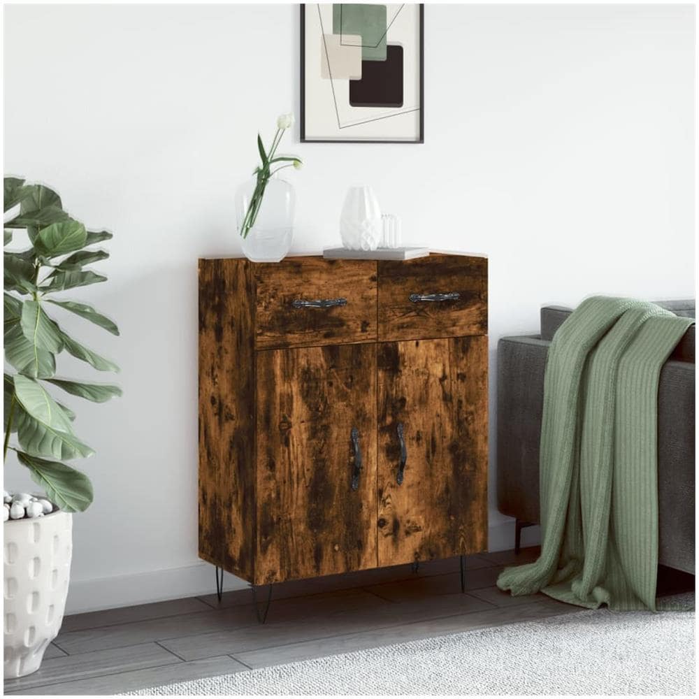 Credenza Rovere Fumo 69,5x34x90 Cm In Legno Multistrato - Foto 1