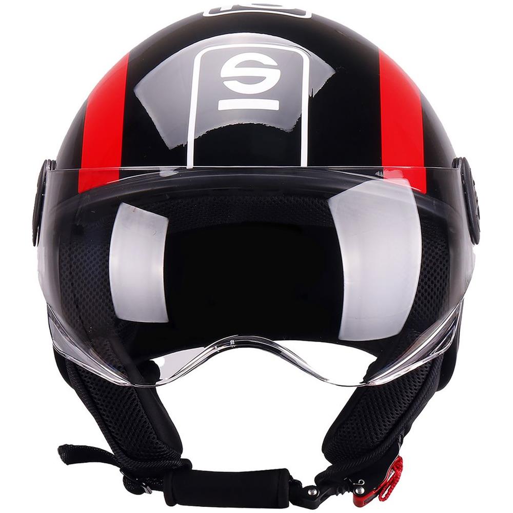 Casco Demi-jet Per Moto Rosso E Nero Con Calotta In Abs Taglia Xl - Foto 2