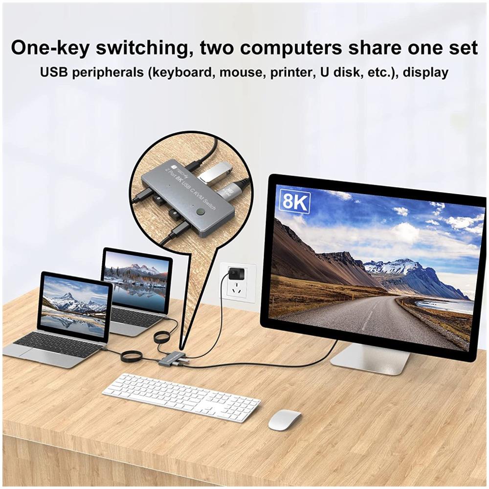 IDATA KVM-DPC8K switch per keyboard-video-mouse (kvm) Grigio - Foto 2
