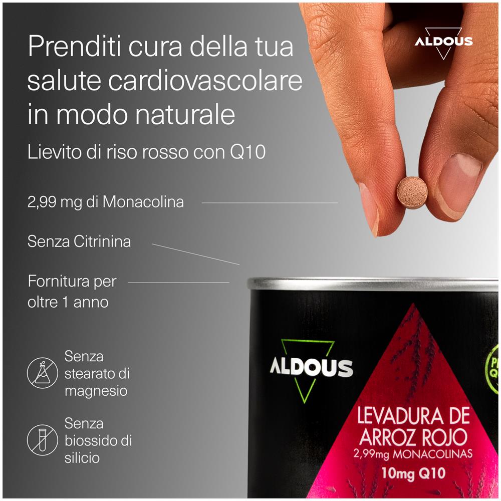 Lievito di riso rosso con coenzima Q10 Aldous | 400 compresse - Foto 2