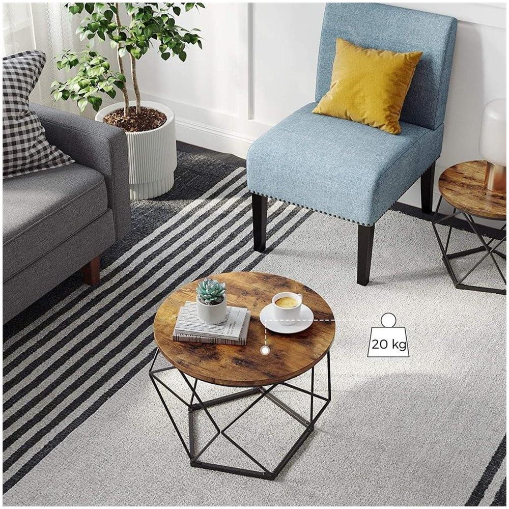 Tavolini da caffè Rustic Brown Set di 2 con struttura in acciaio | stile loft - Foto 2
