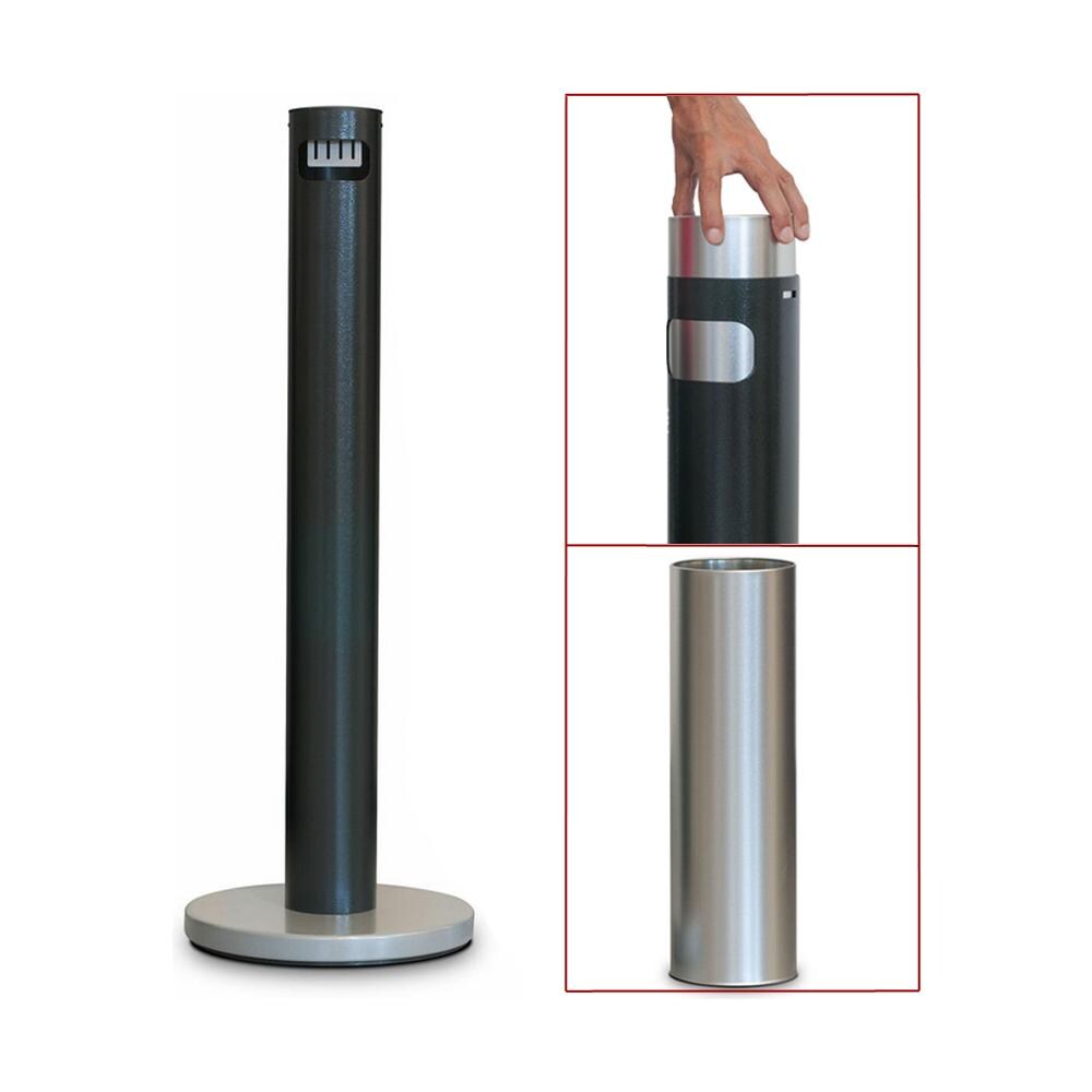 Posacenere Colonna Nero Con Base Grigia Linea Professionale - Foto 1