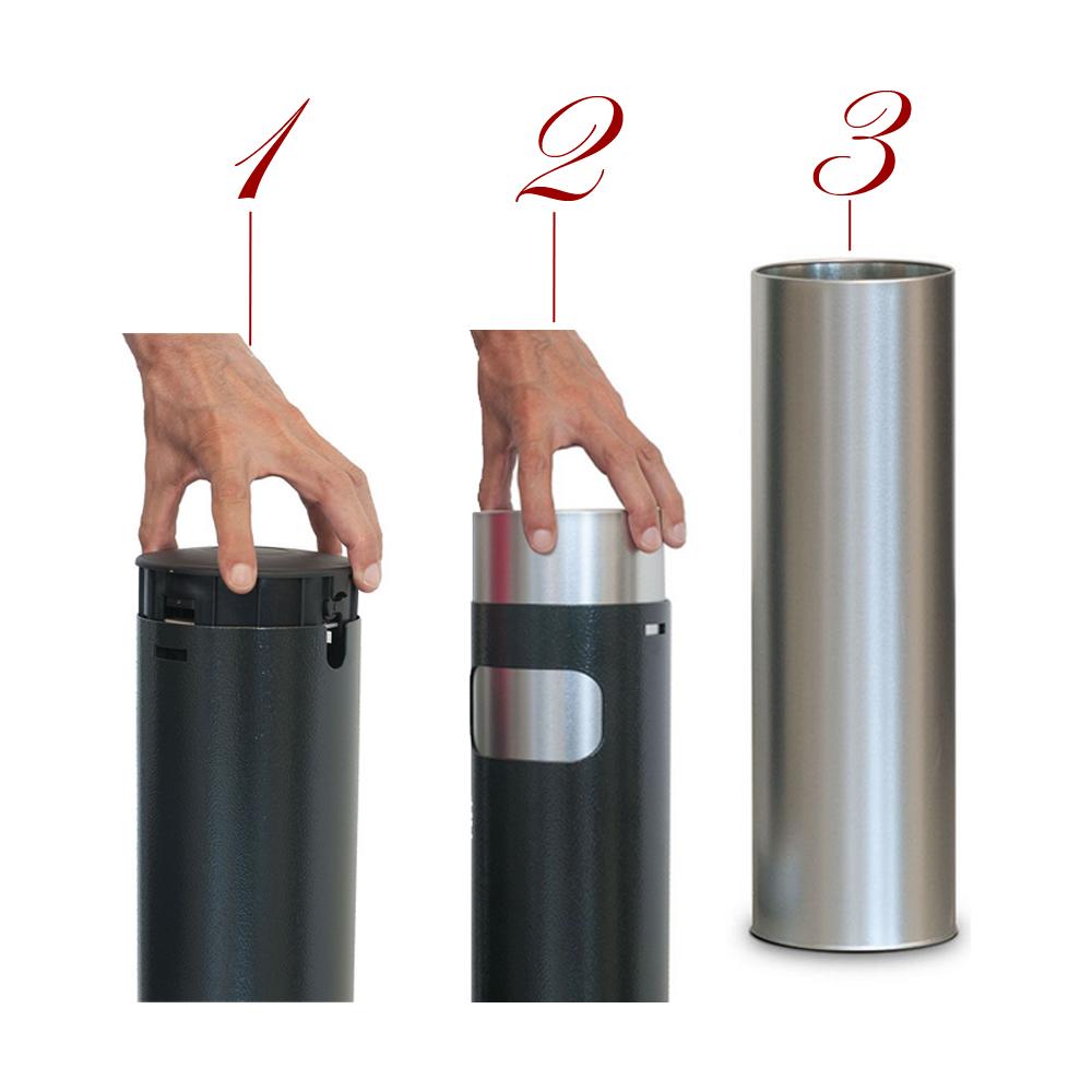 Posacenere Colonna Nero Con Base Grigia Linea Professionale - Foto 2