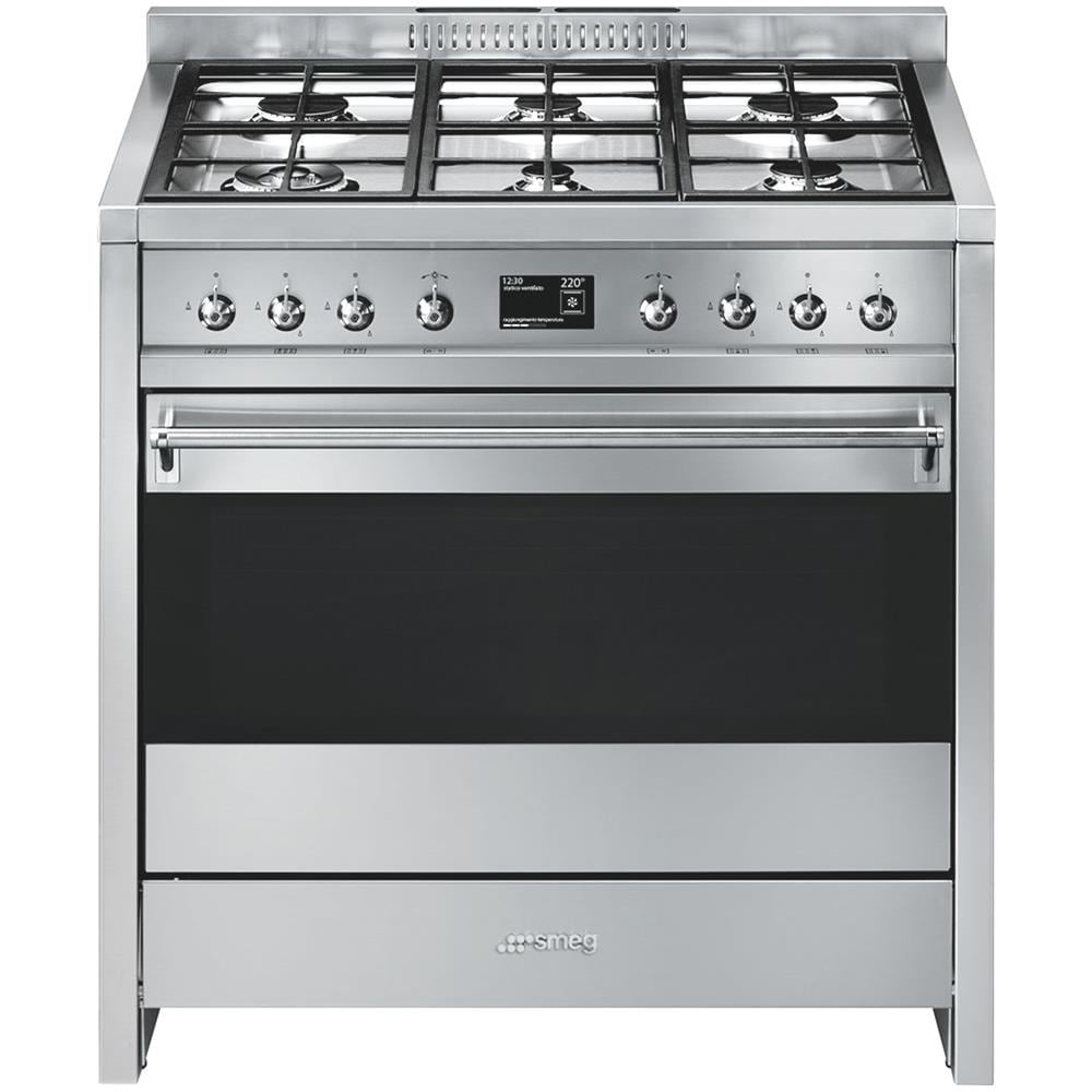 Cucina Elettrica A1-9 6 Fuochi a Gas Forno Elettrico Dimensione 90 x 60 cm Colore Acciaio Inox - Foto 3