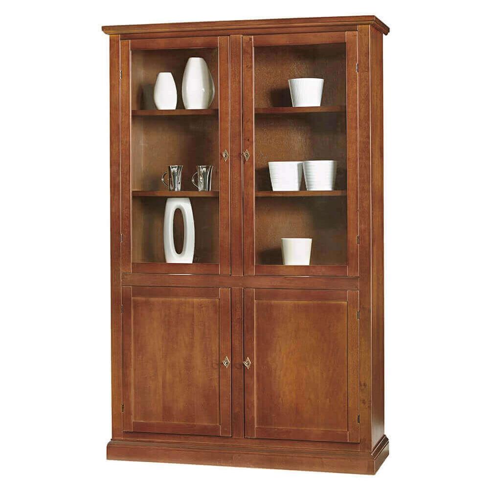 Danielle - Mobile Con Vetrina In Legno Massello Cm 120 X 41 X 187 H - Foto 2
