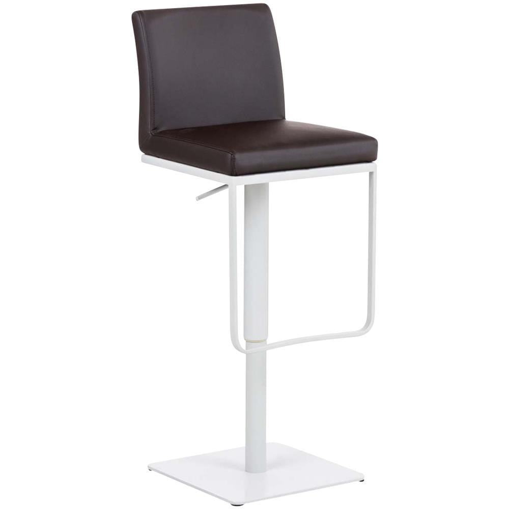 Sgabello Bar Panama in Similpelle E Metallo I Sgabello Alto Girevole E Regolabile 58-82 CM I Sedia Cucina Moderna Marrone Metallo Bianco Opaco - Foto 1