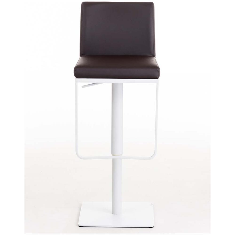 Sgabello Bar Panama in Similpelle E Metallo I Sgabello Alto Girevole E Regolabile 58-82 CM I Sedia Cucina Moderna Marrone Metallo Bianco Opaco - Foto 2
