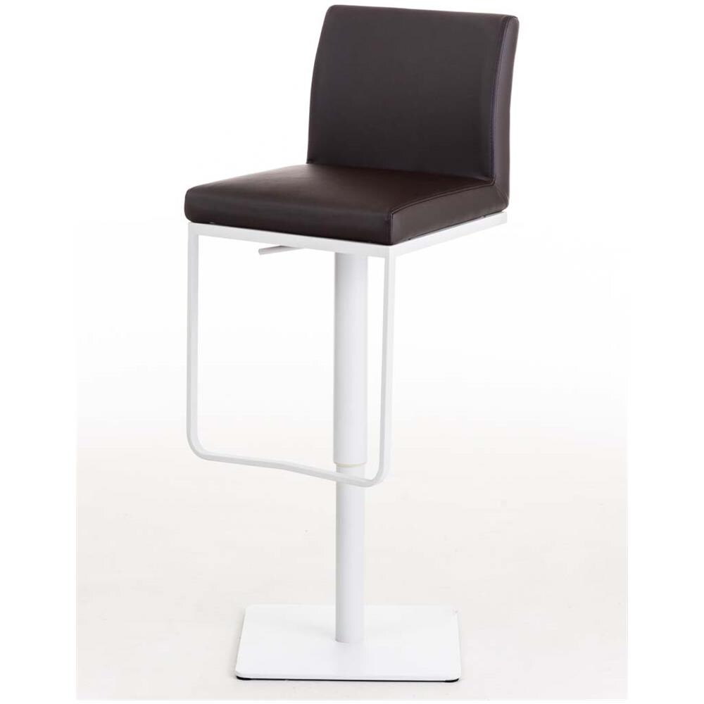 Sgabello Bar Panama in Similpelle E Metallo I Sgabello Alto Girevole E Regolabile 58-82 CM I Sedia Cucina Moderna Marrone Metallo Bianco Opaco - Foto 5
