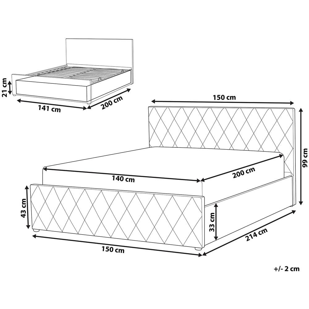 Letto In Similpelle Grigio Talpa Con Contenitore 140 X 200 Cm Rochefort - Foto 2