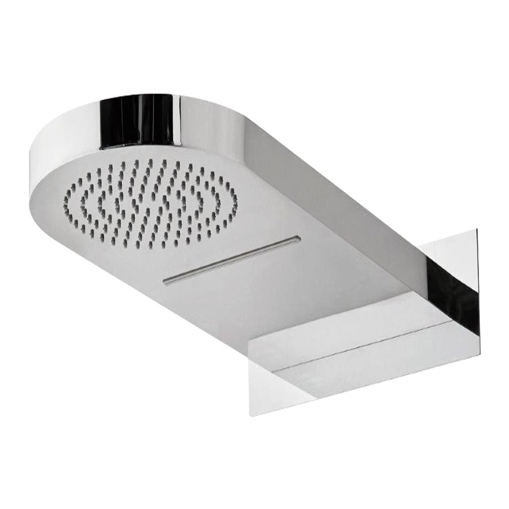 Soffione Doccia A Parete Acciaio Inox Punta Tonda Con Cascata - Foto 1