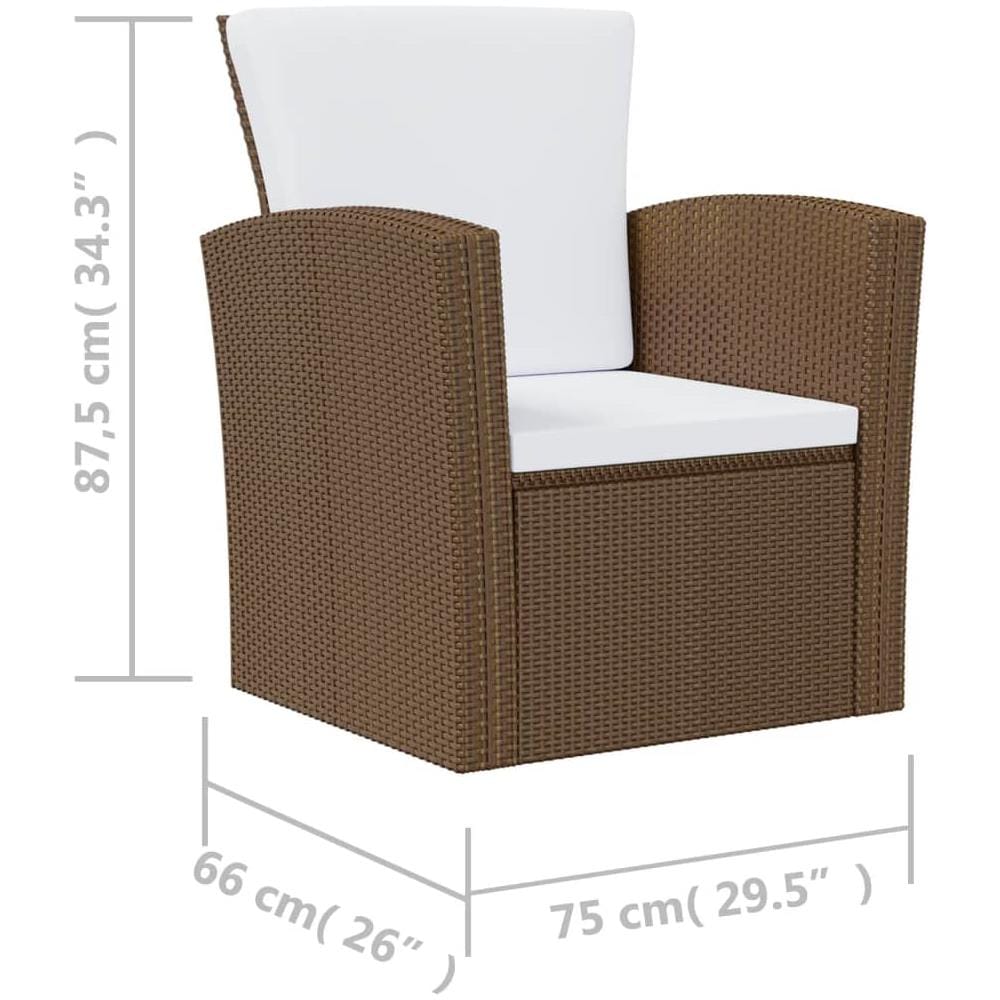 Set Divani Da Giardino 8 Pz Con Cuscini In Polyrattan Marrone - Foto 1