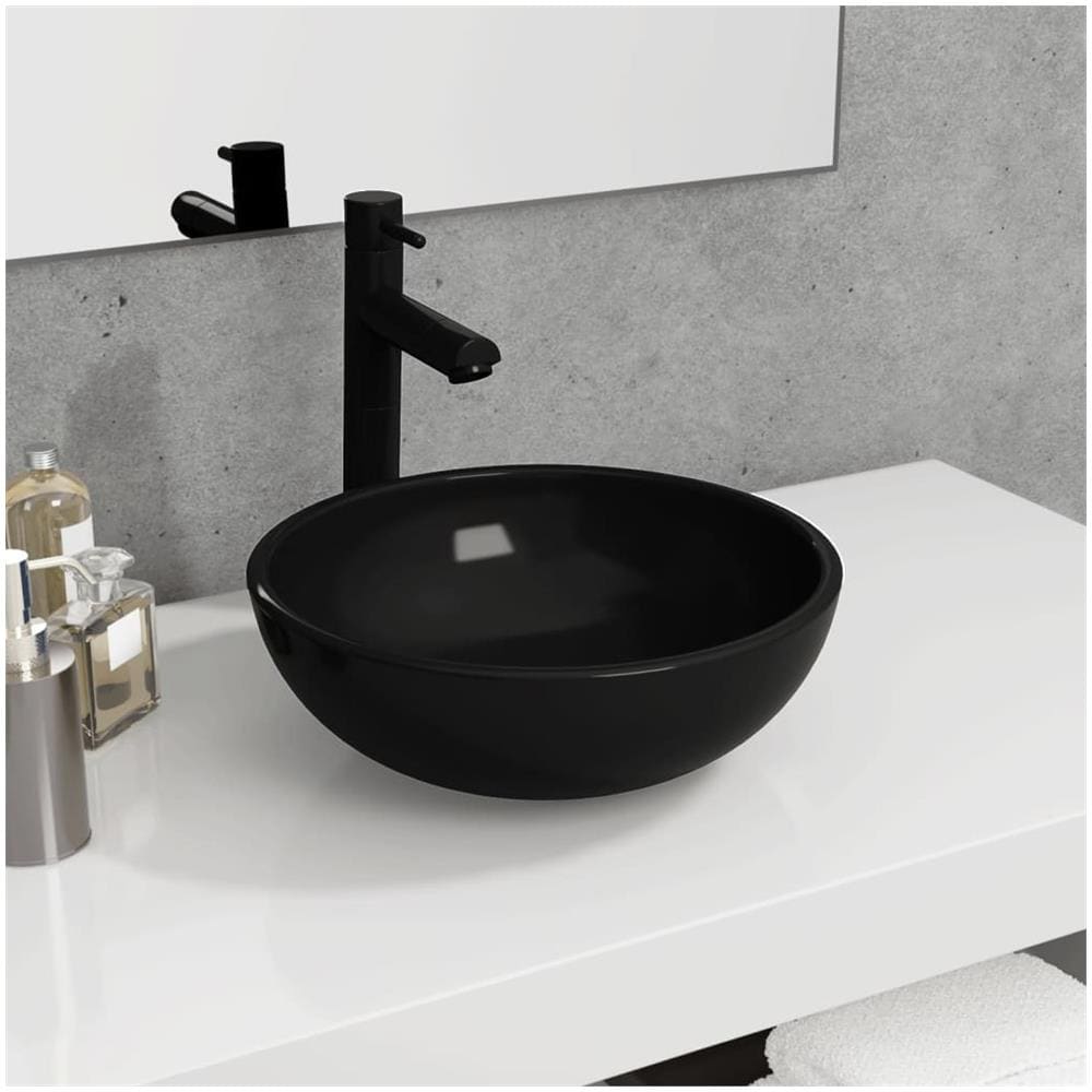 Lavandino In Vetro Temperato 35x12 Cm Nero - Foto 1