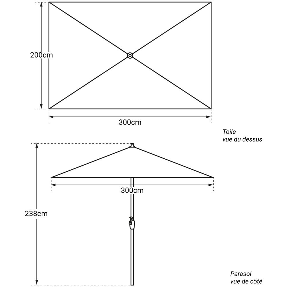 Hapunaombrello Rettangolare Diritto 2x3m Taupe - Foto 2