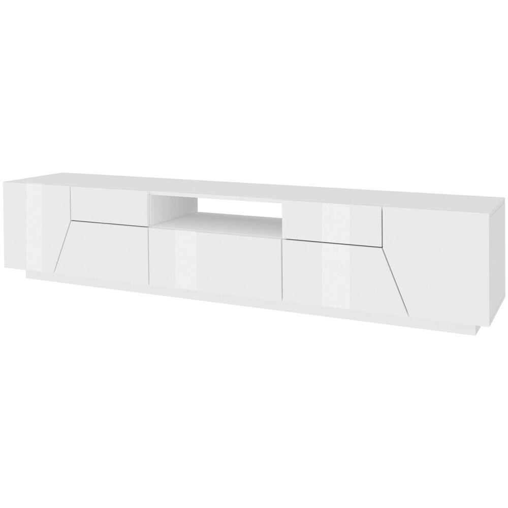 Mobile Porta Tv Jacopo, Credenza Bassa Da Soggiorno, Base Porta Tv, 100% Made In Italy, Cm 220x43h46, Bianco Lucido - Foto 2