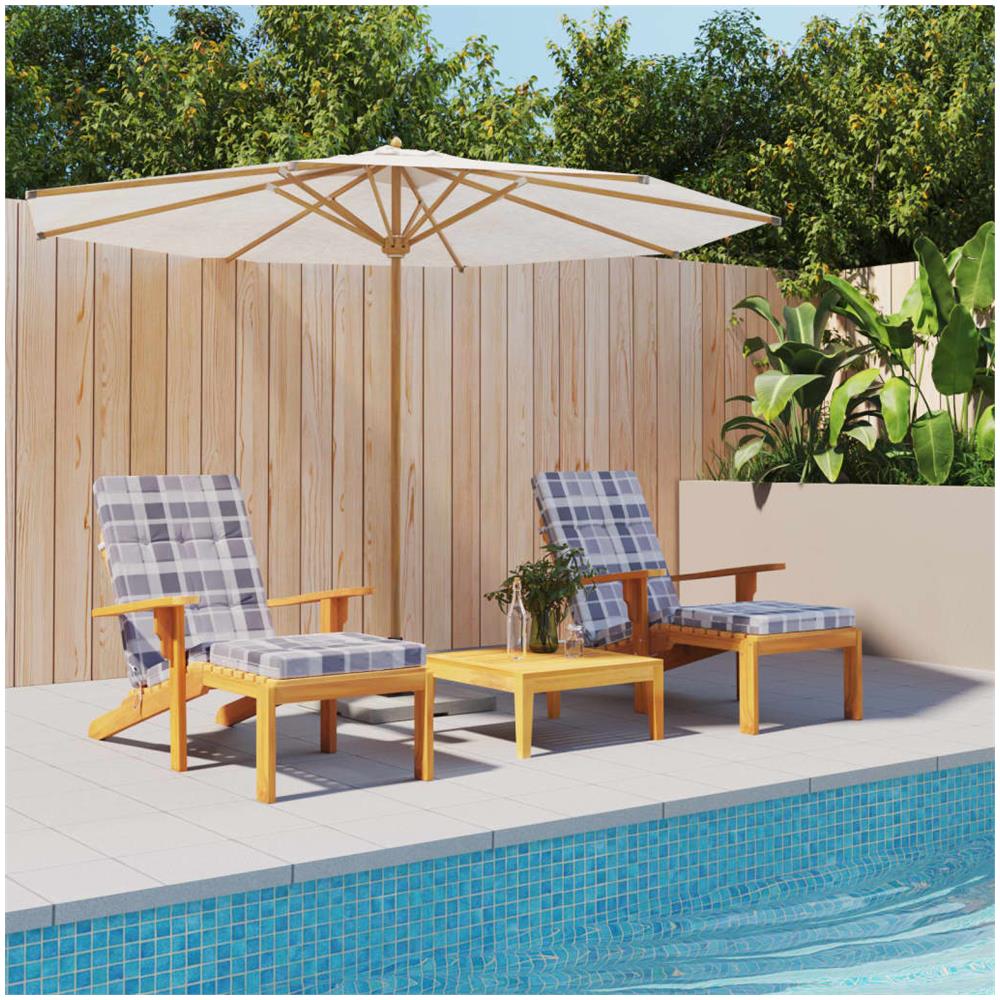 Cuscini Sedia Sdraio 2pz Motivo Quadri Grigio In Tessuto Oxford - Foto 1