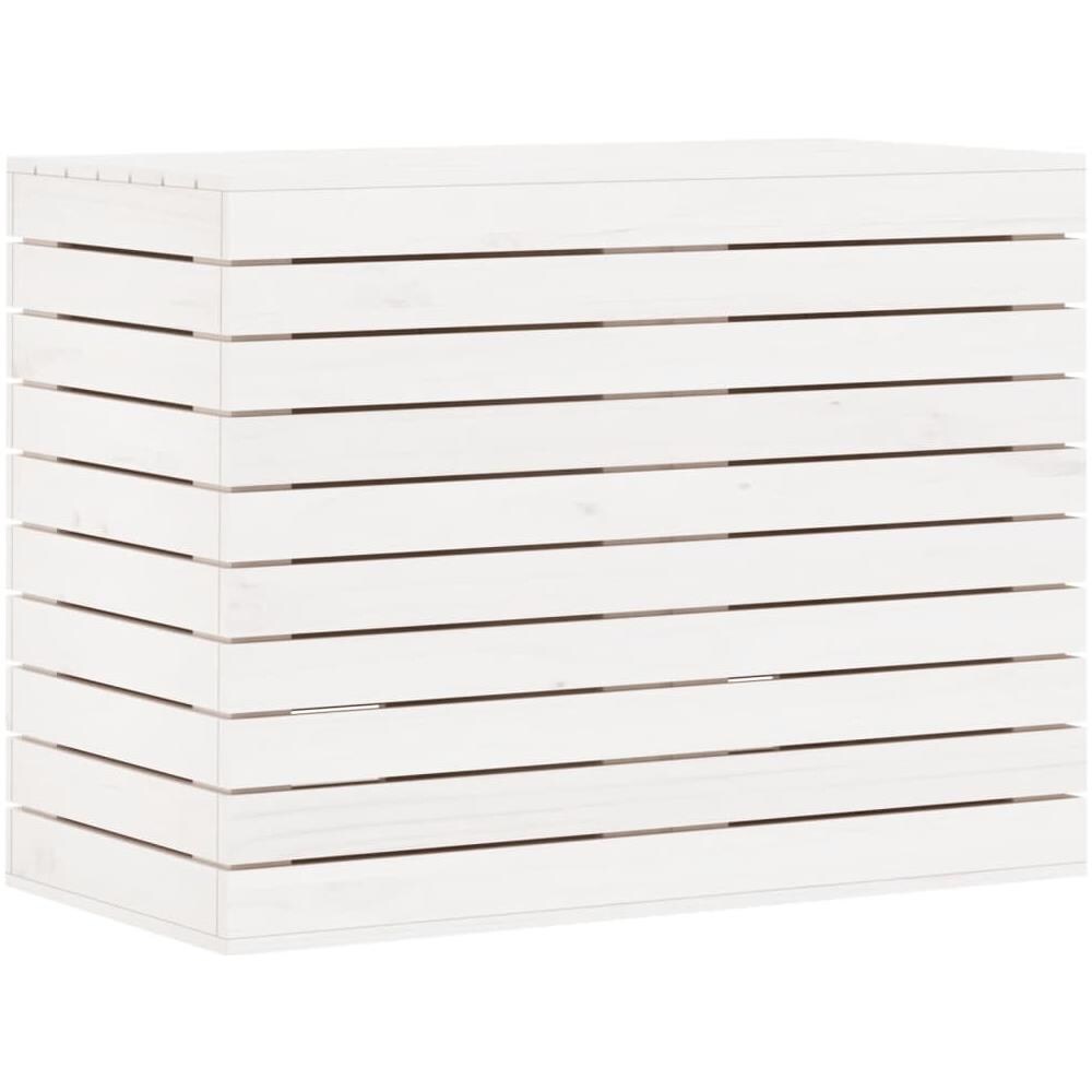 Cesto Per Bucato Bianco 88,5x44x66 Cm Legno Massello Pino - Foto 2