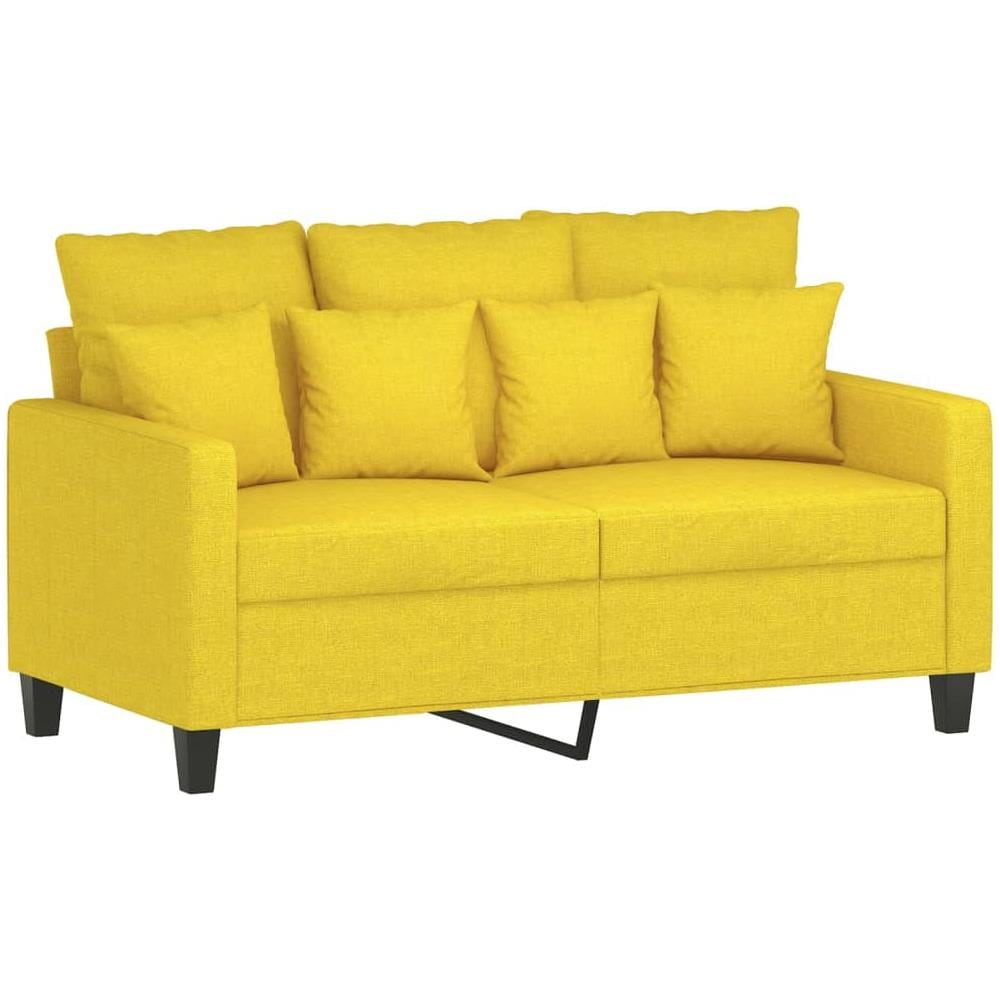 Divano A 2 Posti Giallo Chiaro 120 Cm In Tessuto - Foto 2