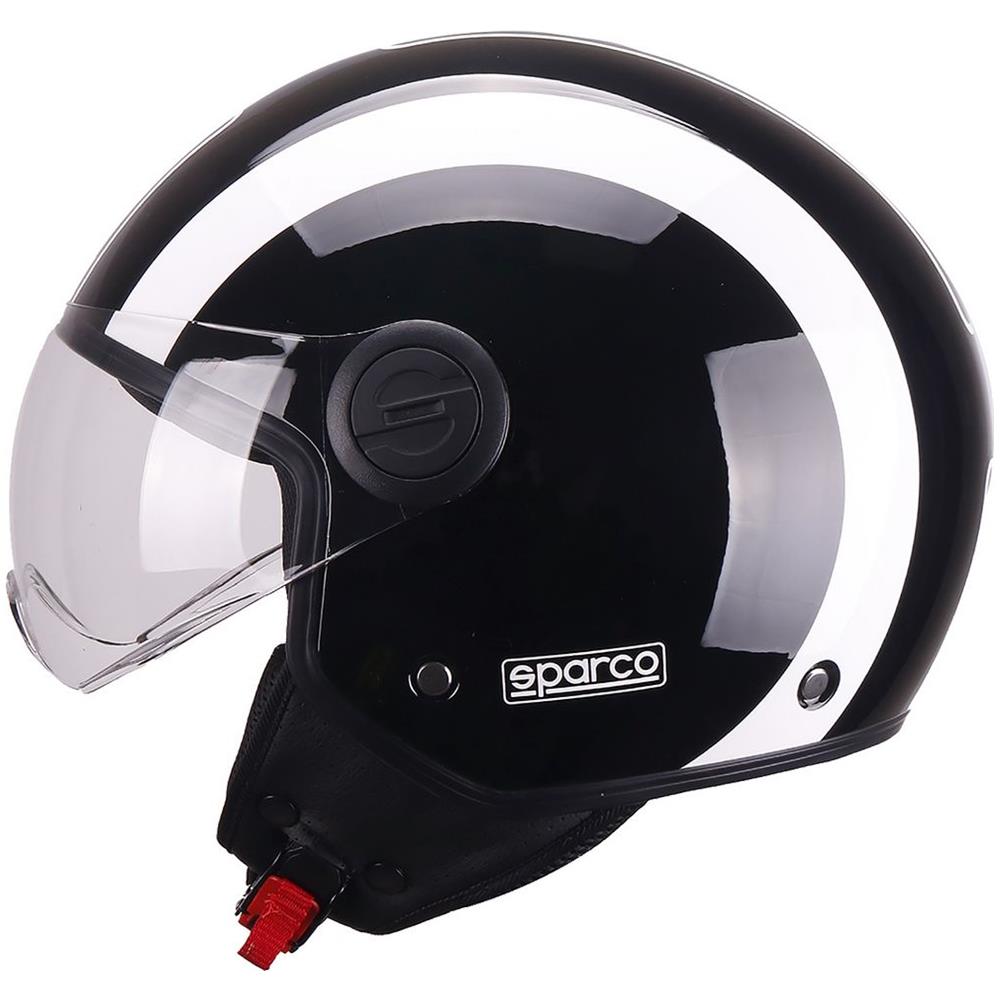 Casco Demi-jet Per Moto Nero E Bianco Con Calotta In Abs Taglia Xs - Foto 1