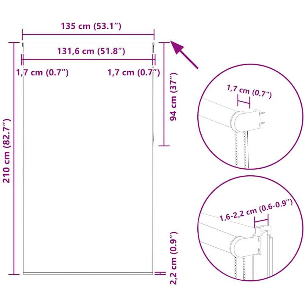 Tenda a Rullo Oscurante 135x210 cm Larghezza Tessuto 131,6 cm - Foto 10