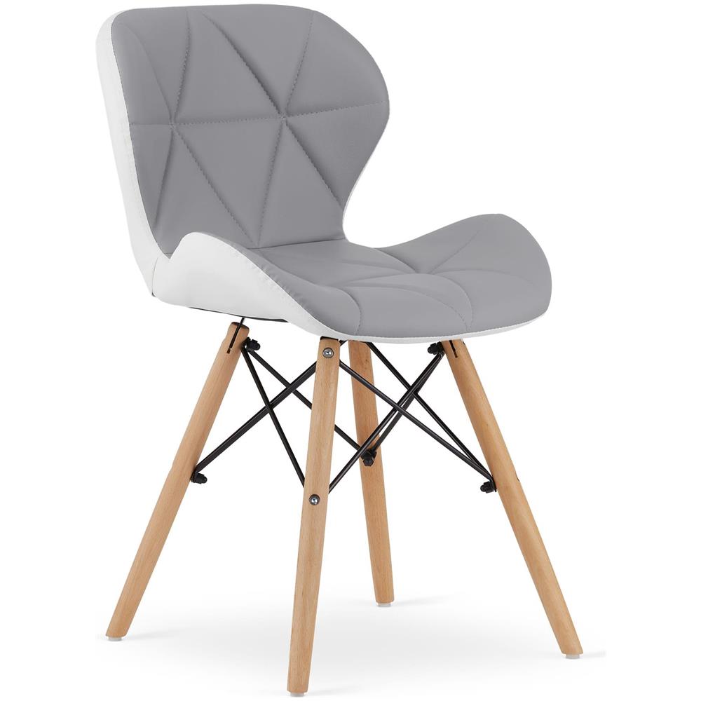 Sedia WAKO Ecopelle Grigio Bianco Faggio x2 - Foto 2