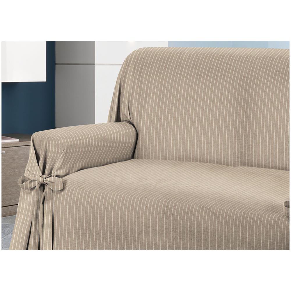 Copridivano Fodera Telo Protezione Divano Con Laccetti Fiocco Disegno Lord 3 Posti Tortora - Foto 7