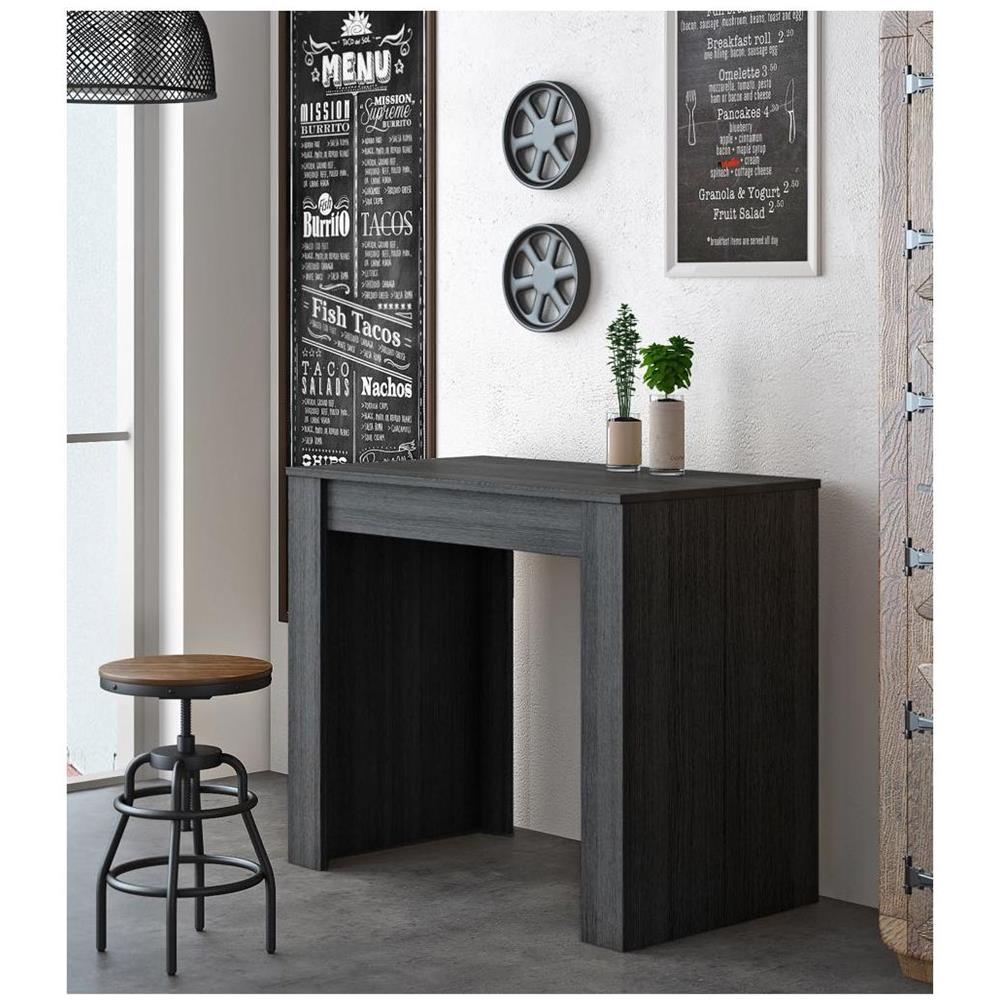 Tavolo Consolle Per Sala Da Pranzo E Soggiorno, Rettangolare, Allungabile Fino A 140 Cm, Colore Grigio, Fino A 6 Persone, Dimensioni Chiuso: 90x50x78 Cm. - Foto 2