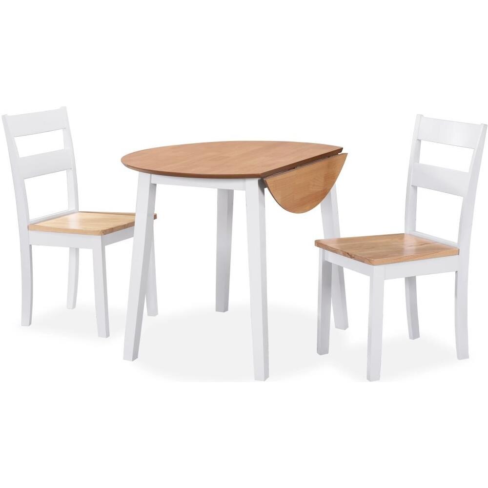Set Da Pranzo 3 Pz In Mdf E Legno Di Hevea Bianco - Foto 1