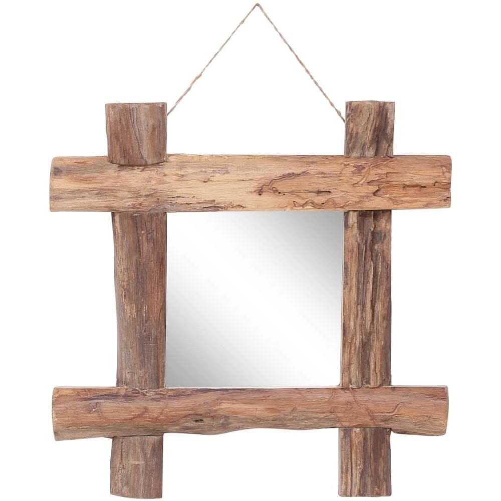 Specchio con Tronchi Naturale 50x50 cm in Teak di Recupero - Foto 1