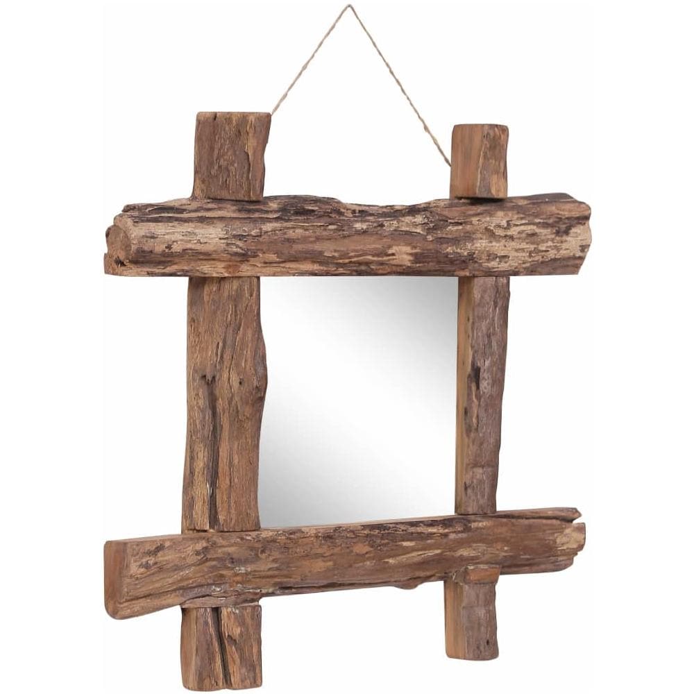 Specchio con Tronchi Naturale 50x50 cm in Teak di Recupero - Foto 2