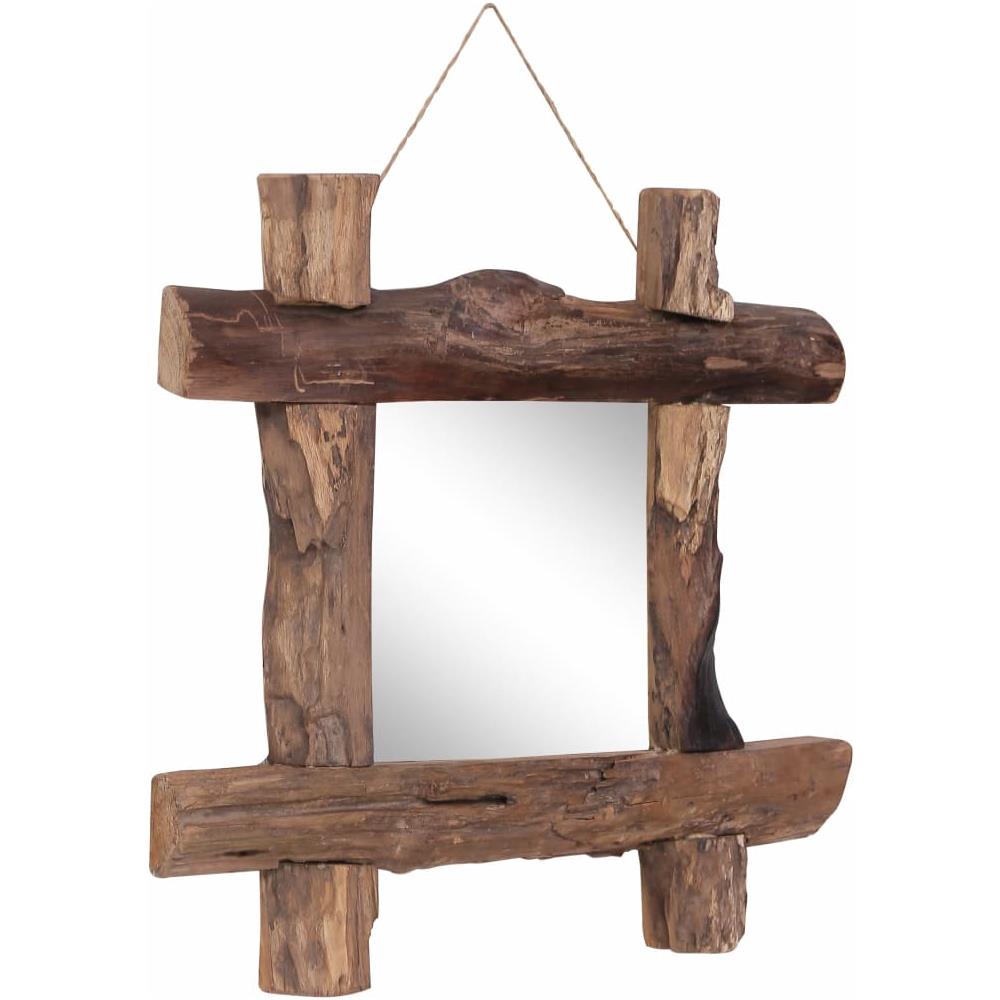 Specchio con Tronchi Naturale 50x50 cm in Teak di Recupero - Foto 13