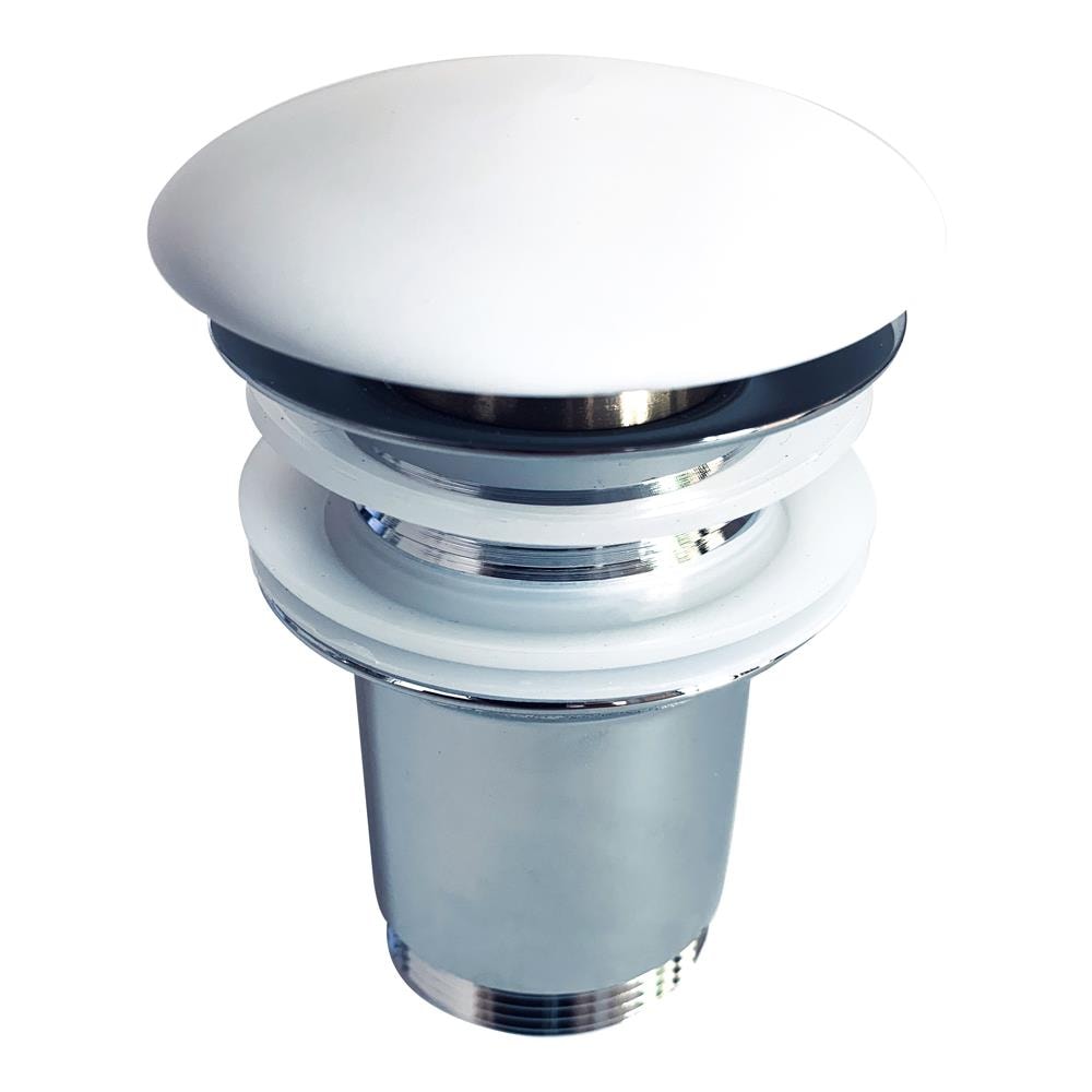 Piletta Click Clack 1.1/4 In Ottone Cromato Ceramica Bianca Per Lavabo Bagno *** Finitura- : Opaco - Foto 1