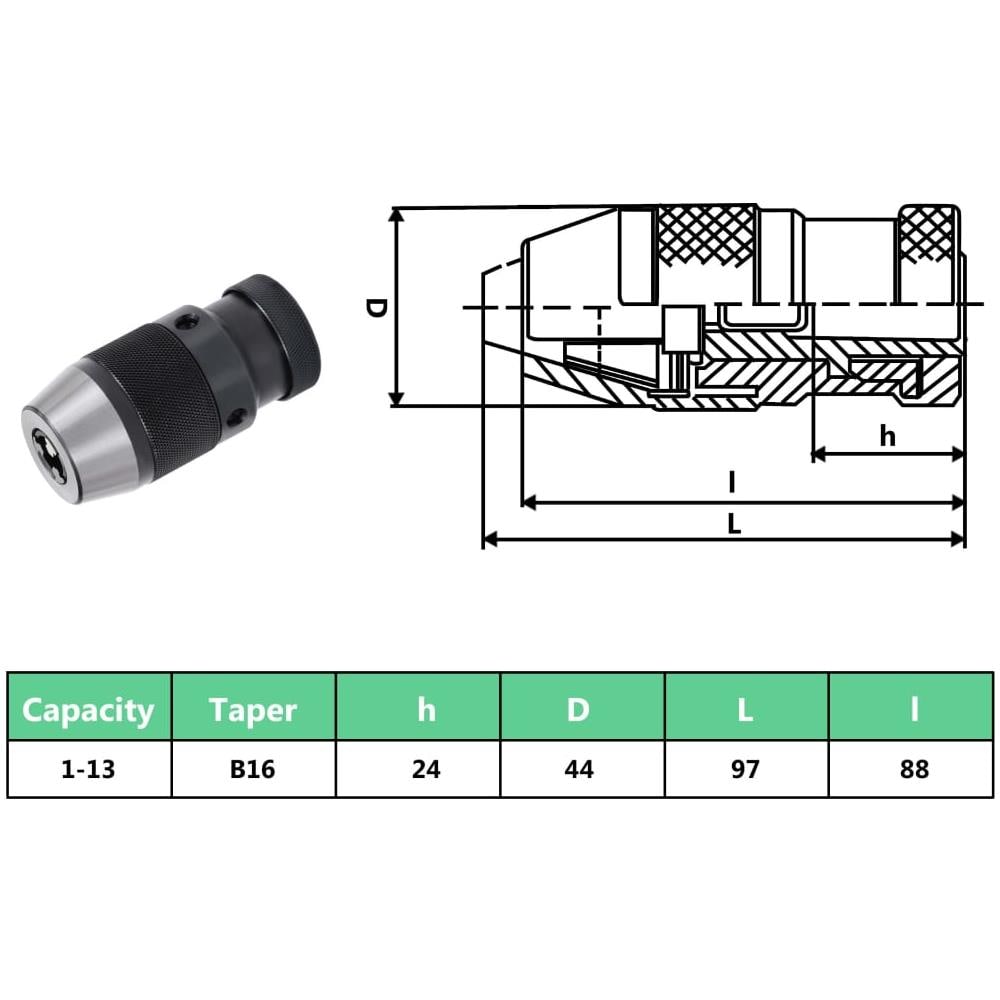 Mandrino Per Trapano A Rilascio Rapido Mt2-b16 Serraggio 13 Mm - Foto 8