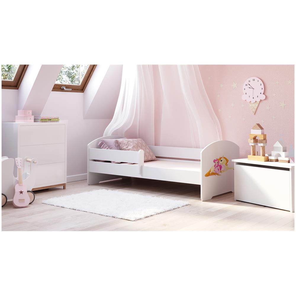 Luk 140x70 Letto Per Bambino Con Ringhiera + Materasso E Giroletto Princess With Unicorn - Foto 2