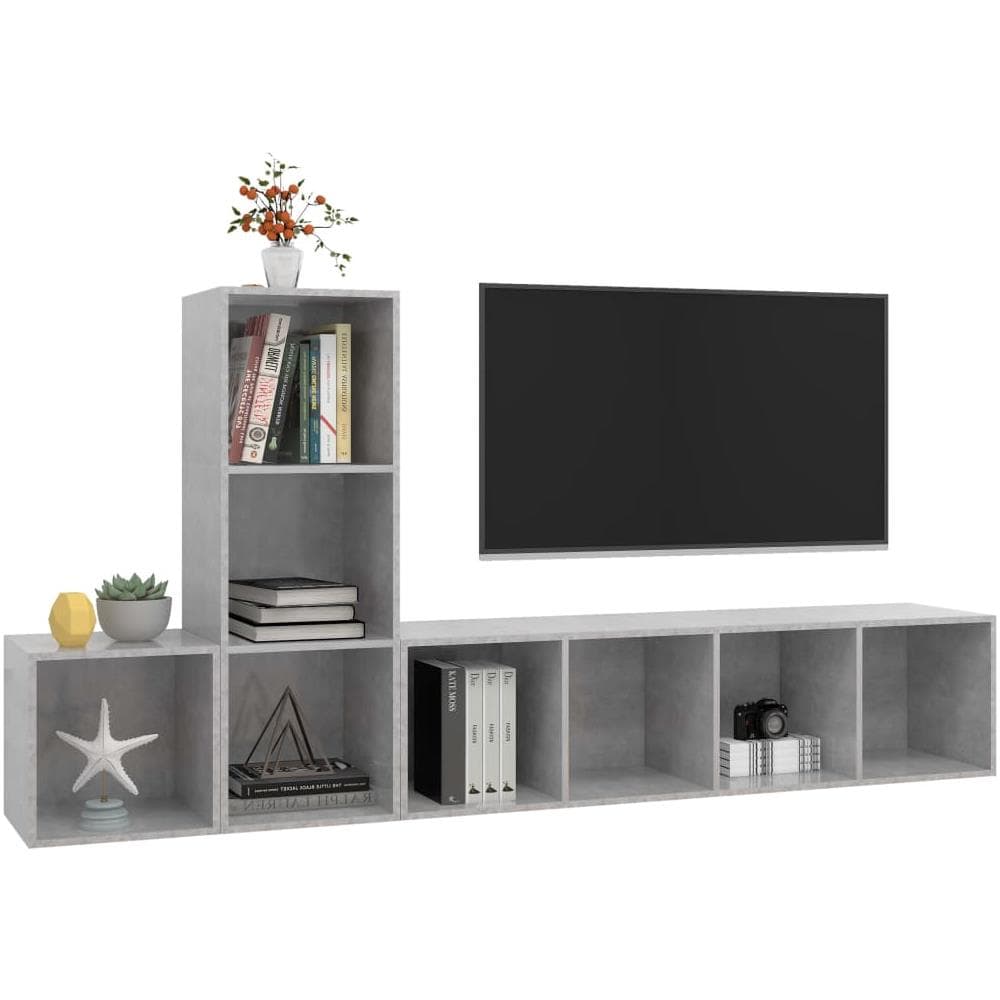 Set Porta TV 3 pz Grigio Cemento in Truciolato - Foto 2