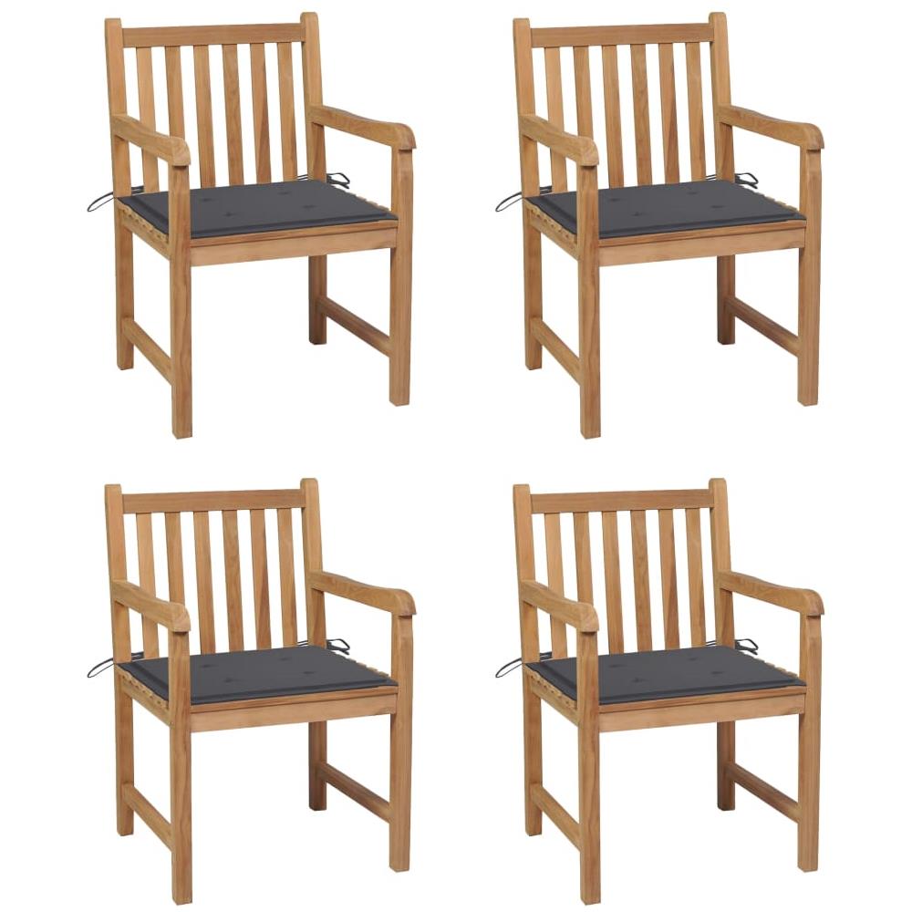 Sedie da Giardino 4 pz con Cuscini Antracite Massello di Teak - Foto 1