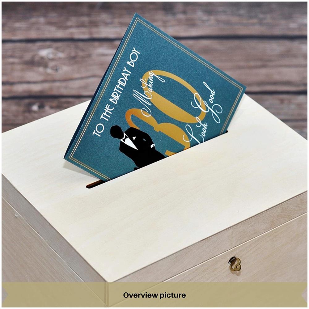 Scatola Porta Buste Legno, Matrimonio | 29 X 25 X 30 Cm | Grande Scatola Con Serratura Chiave Coperchio | Cassetta Conteniore Portaoggetti Portagiochi Cofanetto | Perfetta Per Decoupage - Foto 2