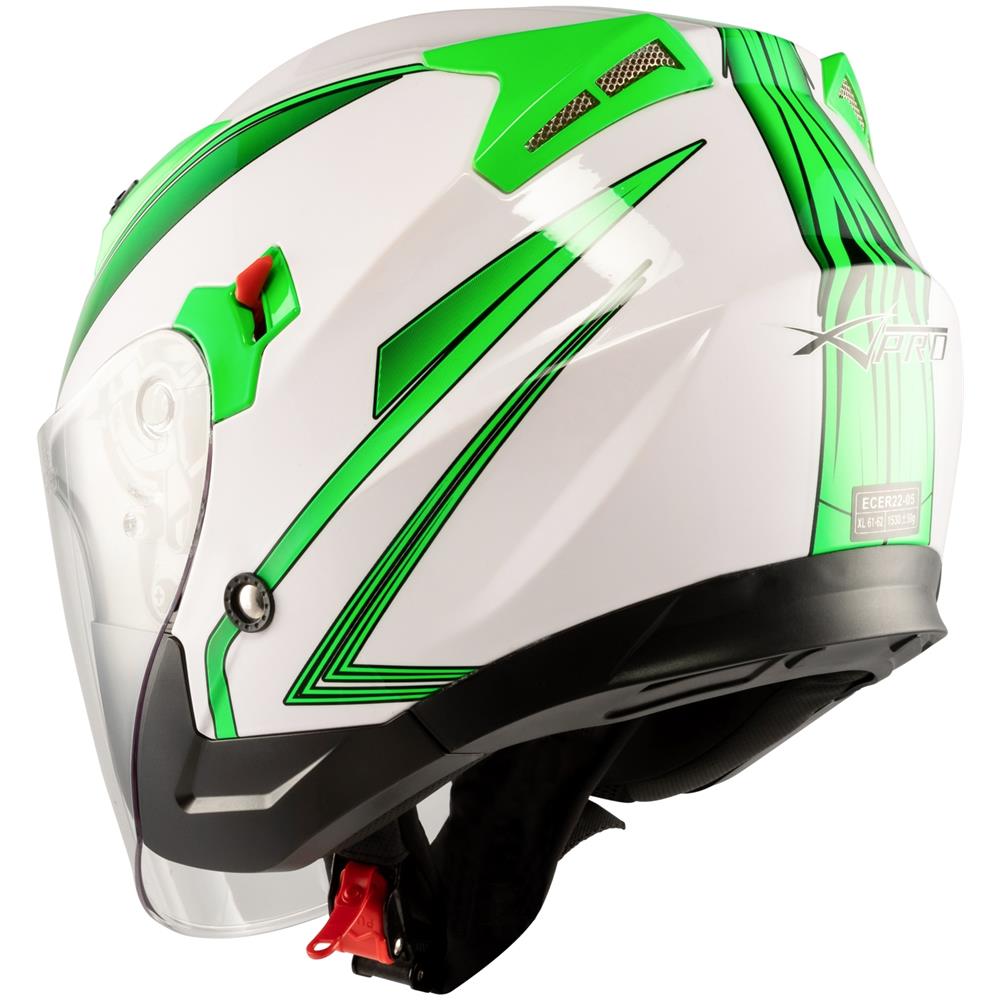 Casco Moto Scooter Jet Visiera Doppia Certificato Ece22-05 Bianco Verde M - Foto 9