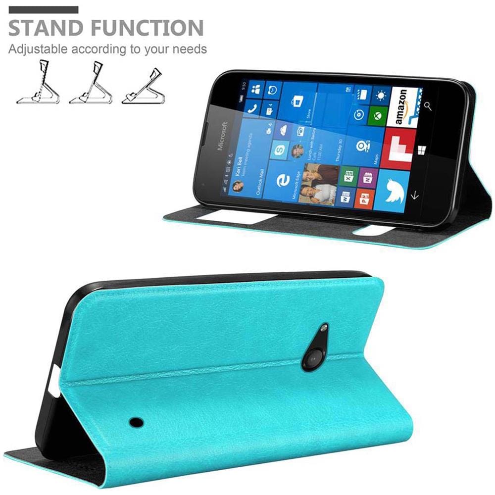 Custodia Compatibile Con Nokia Lumia 550 In Turchese Menta - Coperchio Protettivo Con Chiusura Magnetica, Funzione Stand E 2 Finestre Di Visualizzazione - Foto 2