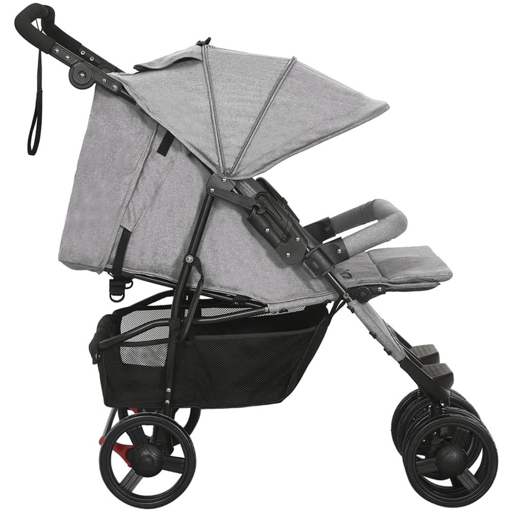 Passeggino Gemellare Grigio Chiaro In Acciaio - Foto 3