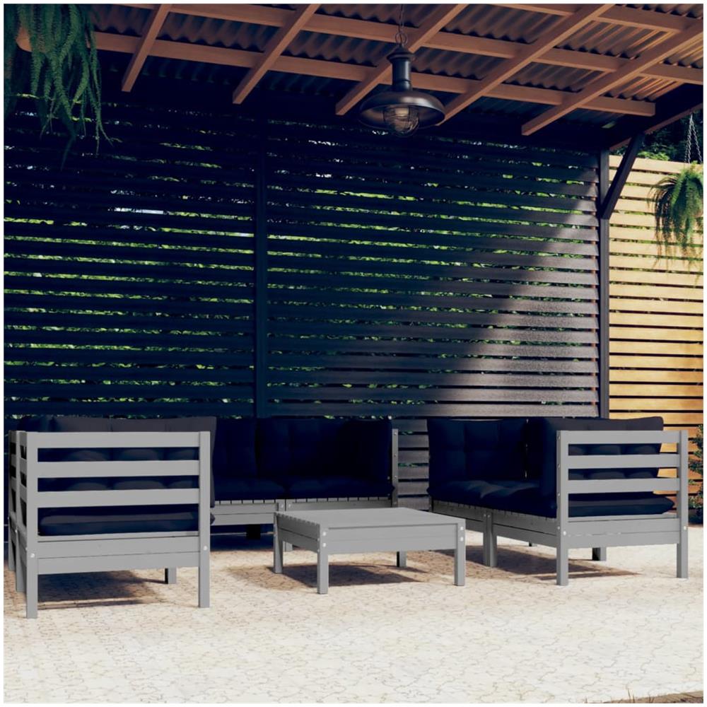 Set Divani Da Giardino 7 Pz Con Cuscini Legno Di Pino - Foto 1