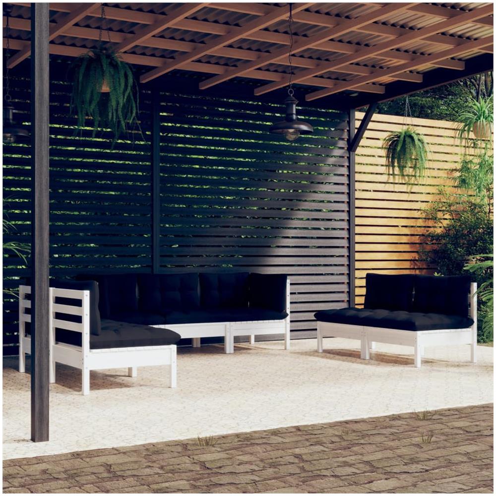 Set Divani Da Giardino 7 Pz Con Cuscini In Massello Di Pino - Foto 1