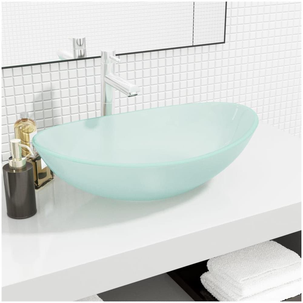 Lavandino In Vetro Temperato 54,5x35x15,5 Cm Smerigliato - Foto 1