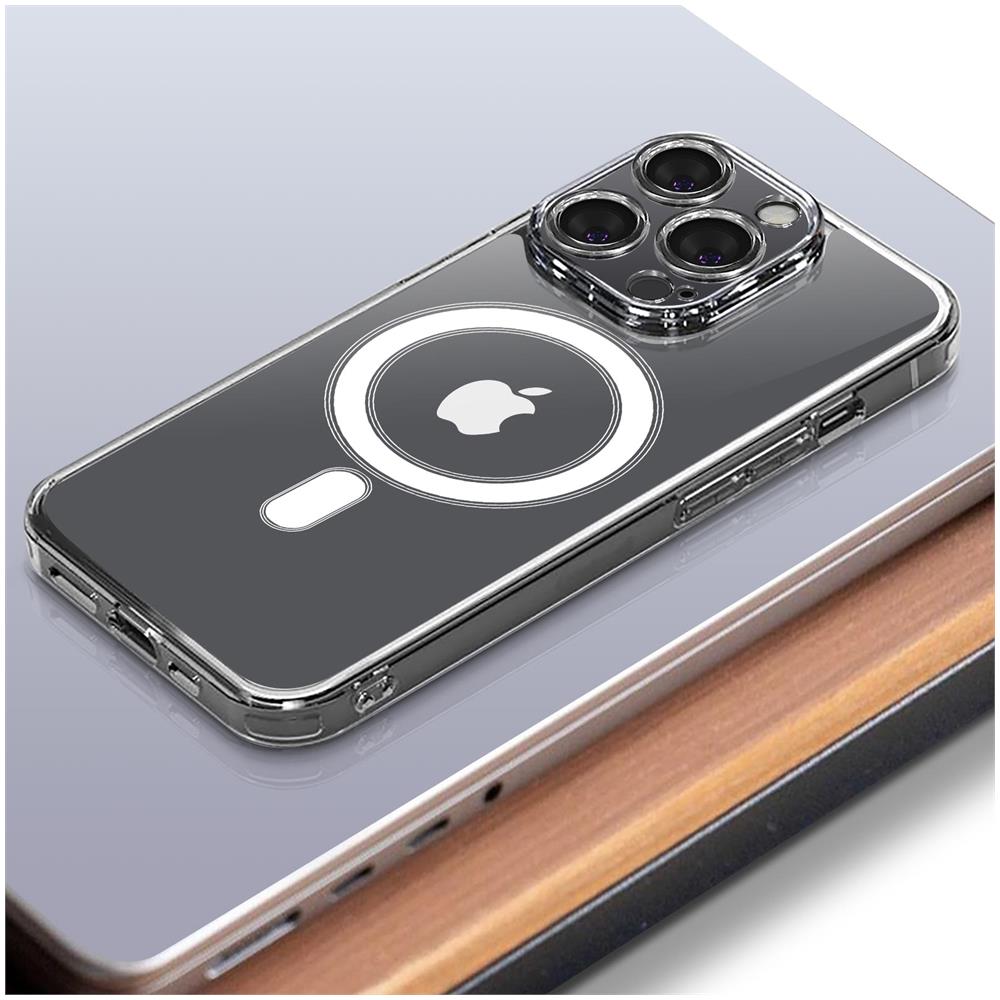 Cover Magsafe Per Iphone 14 Pro Retro Rigido Trasparente Bordo Morbido Antiurto - Foto 5